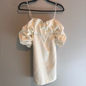 Brand new white mini dress with puff sleeves